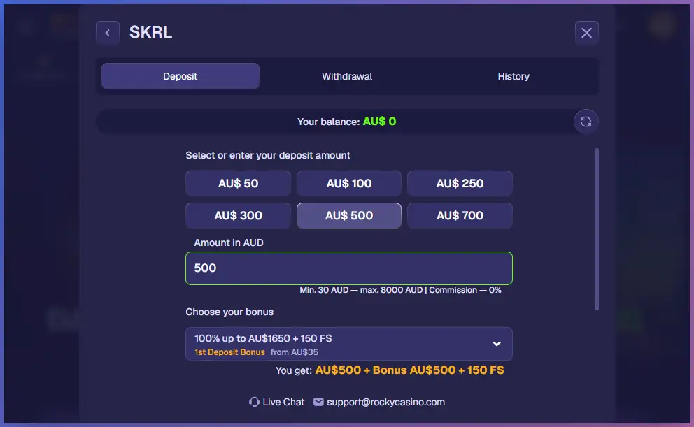 Deposit with skrill